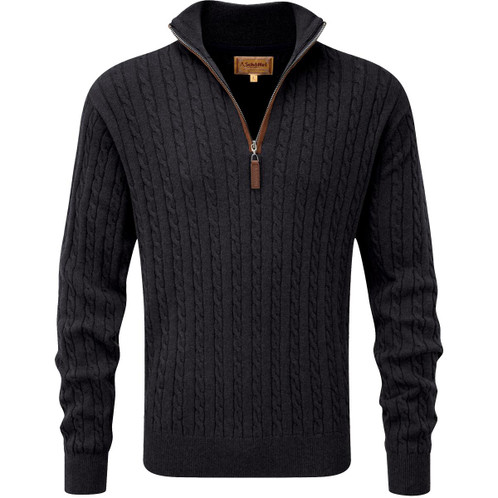 Schoffel Mens Calton Cotton Cashmere Cable 1/4 Zip Jumper