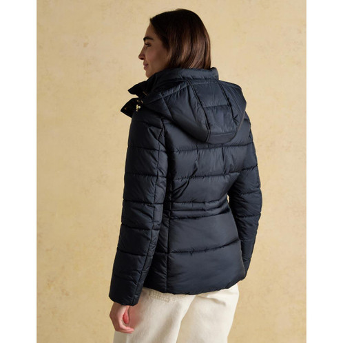 Navy Joules Womens Hadlow Showerproof Padded Coat On Model Rear