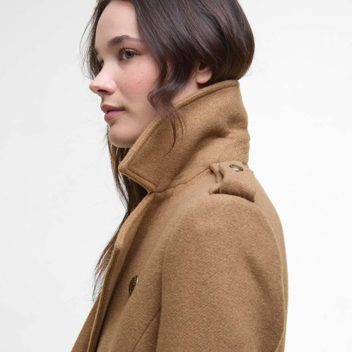 Camel Barbour Womens Cottesmore Wool Jacket Collar