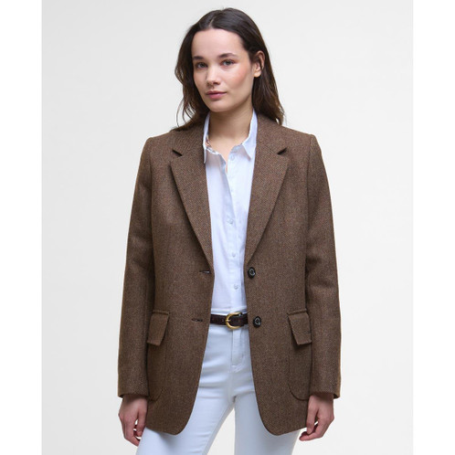 Military Brown Barbour Womens Elm Tailored Jacket Front