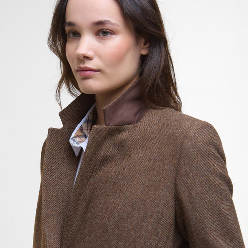 Military Brown Barbour Womens Elm Tailored Jacket Collar