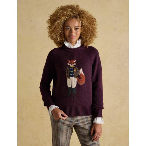 Wine Joules Womens Jonty Knitted Jumper On Model