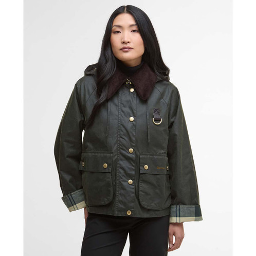 Black Classic Barbour Womens Reighton Wax Jacket model 2