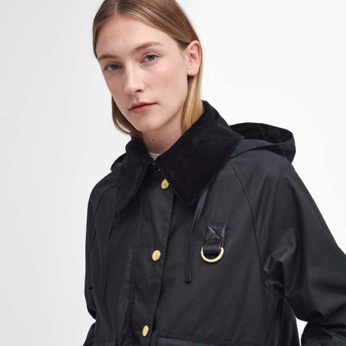 Black Classic Barbour Womens Reighton Wax Jacket side