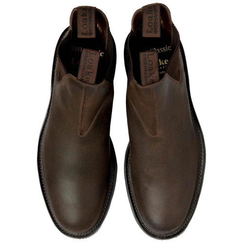 Brown Rough-Out Suede Loake Tintagel Chelsea Boot Top