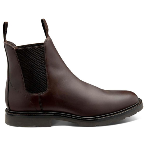 Dark Brown Waxy Leather Loake Tintagel Chelsea Boot Side