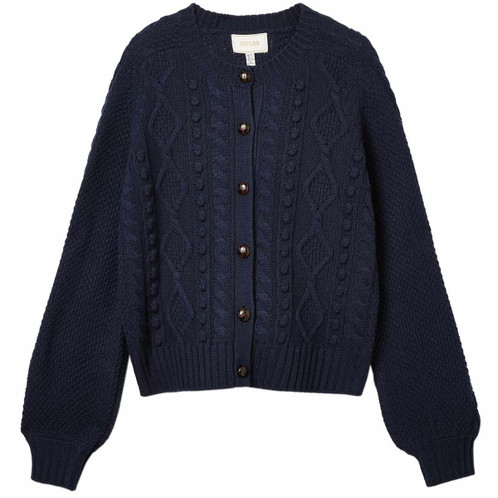 Navy Joules Womens Rafferty Cable Knit Cardigan