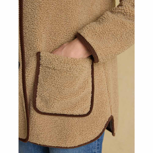 Neutral Joules Womens Sadie Longline Fleece Jacket Pocket Detail