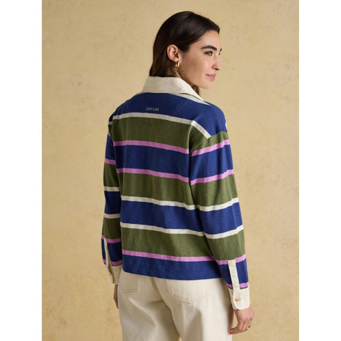 Multi Joules Womens Lara Stripe Rugby Shirt On Model Rear