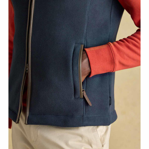 Navy Green Joules Mens Heritage Fleece Gilet Pocket Detail