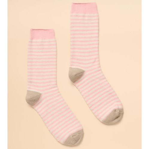 Pink/Cream Joules Womens Cosy Stripe Socks