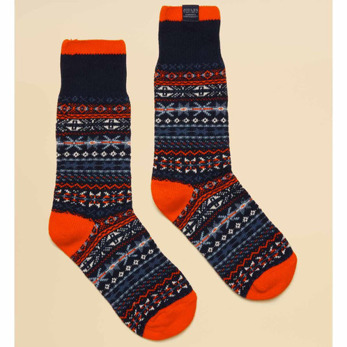 Blue/Orange Joules Mens Alby Fair Isle Socks