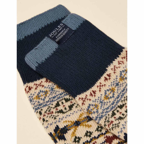 Neutral Joules Mens Alby Fair Isle Socks Detail