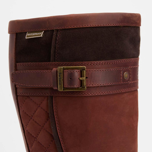 Mahogony/Chocolate Nubuck Barbour Womens Beaconsfield Tall Boot Buckle