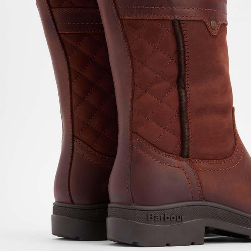Mahogony/Chocolate Nubuck Barbour Womens Beaconsfield Tall Boot Heel