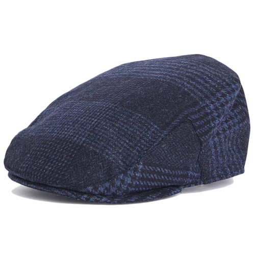 Navy Barbour Mens Deveron Tweed Flat Cap