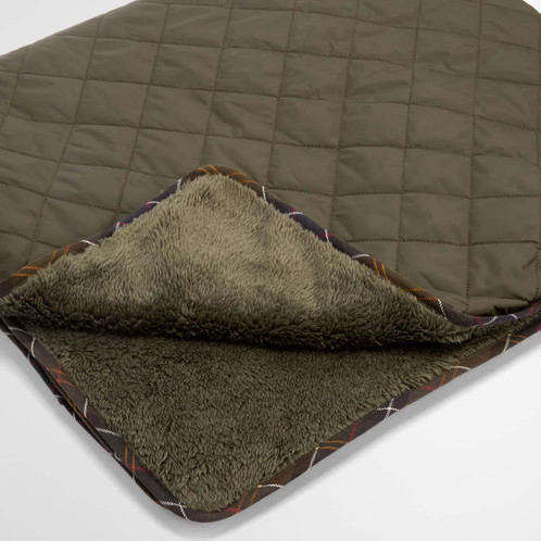 Olive Barbour Dog Quilt and Fleece Blanket Folded