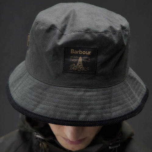 Sage Barbour Mens Field Wax Bucket Hat Lifestyle