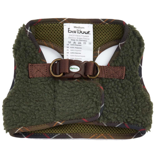 Olive Barbour Dog Fleece Harness Buckle