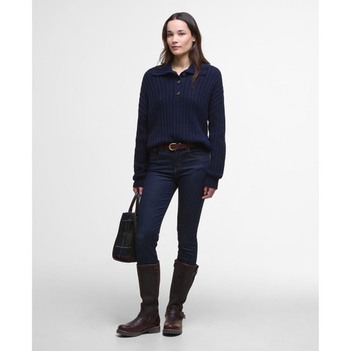 Navy Barbour Womens Norham Knitted Jumper Front