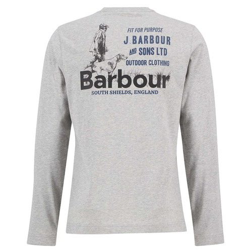 Grey Marl Barbour Mens Pointer LS Graphic T-Shirt Back