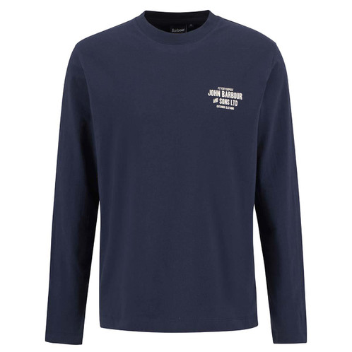 Navy Barbour Mens Pointer LS Graphic T-Shirt