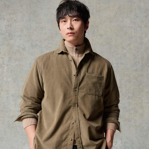 Olive Barbour Mens Bramside Relaxed Cord Shirt Lifestyle