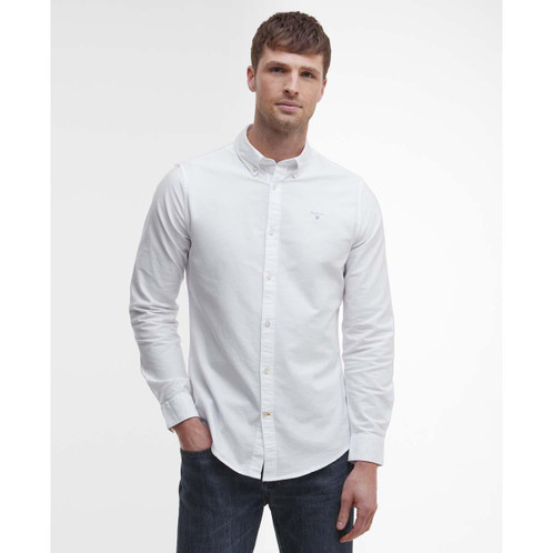 White Barbour Mens Oxtown Tailored Shirt Front