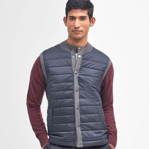 Mid Grey Barbour Mens Essential Knitted Gilet Front