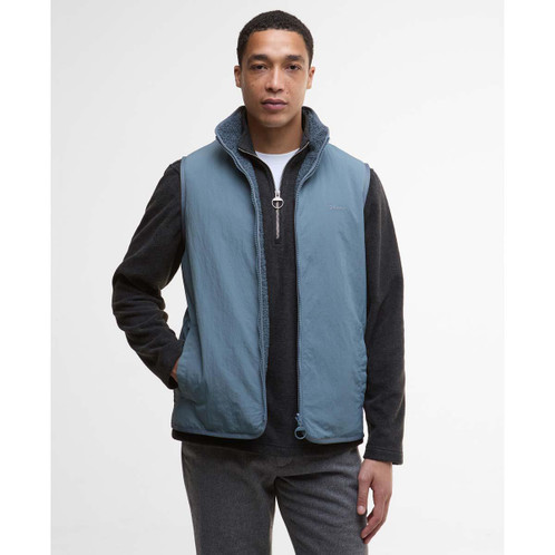 Bluestone Barbour Mens Reversible Fleece Gilet On Model 2