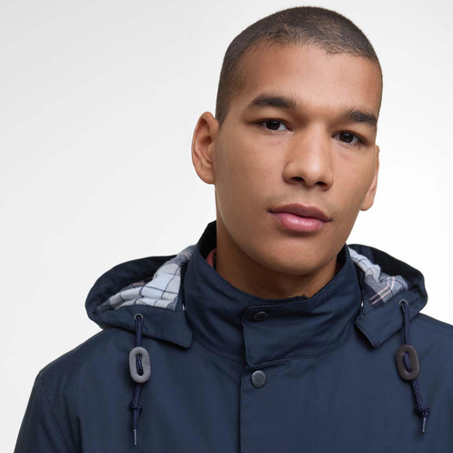 Navy Barbour Mens Chelsea Waterproof Mac Collar