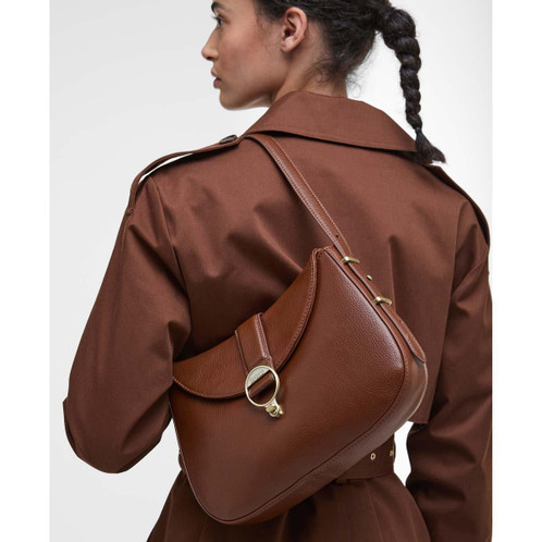 Brown Barbour Womens Alder Leather Sling Bag On Model