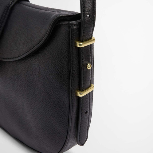 Black Barbour Womens Alder Leather Sling Bag Side