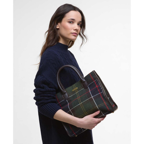 Classic Tartan Barbour Womens Barrhill Tartan Tote Bag On Model