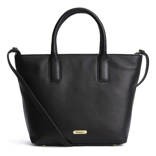 Black Barbour Womens Birch Leather Tote Bag