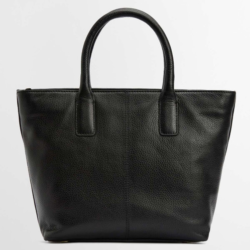 Black Barbour Womens Birch Leather Tote Bag Back