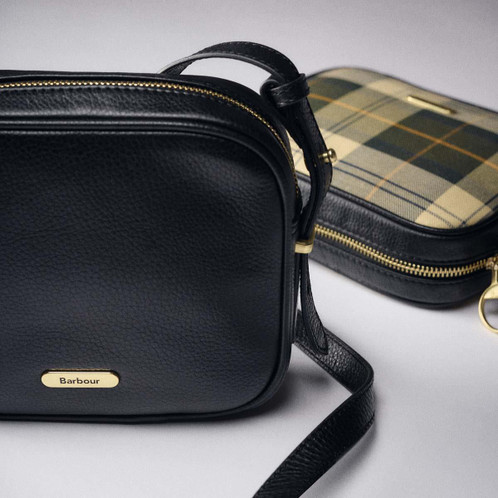 Black Barbour Womens Daphne Leather Crossbody Bag Lifestyle