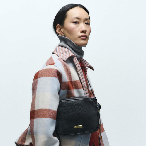 Black Barbour Womens Daphne Leather Crossbody Bag Lifestyle