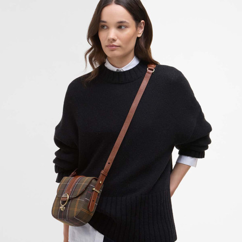 Classic Tartan Barbour Womens Elm Tartan Crossbody Bag On Model