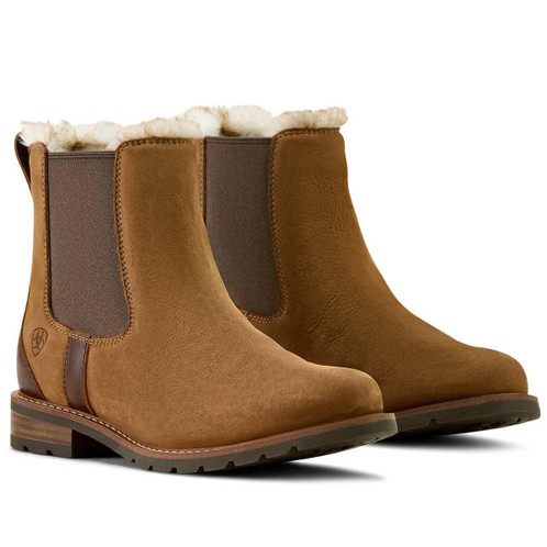 Amber Brown Ariat Womens Wexford Sherpa Waterproof Boots Pair