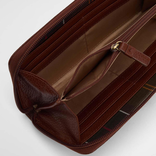 Brown Barbour Womens Birch Leather Matinee Purse Open