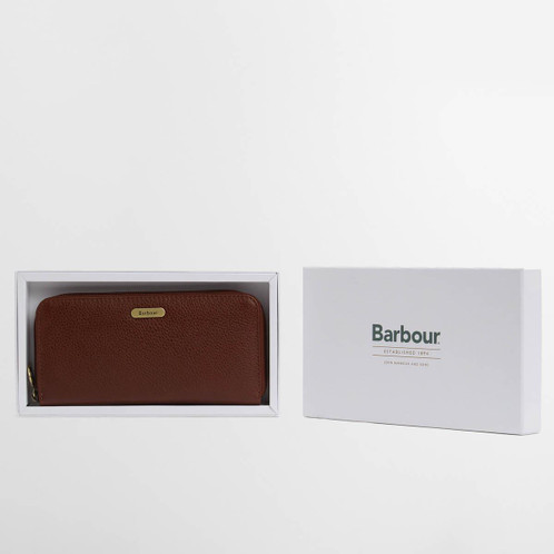 Brown Barbour Womens Birch Leather Matinee Purse Boxed