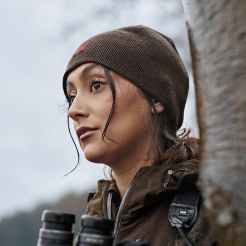 Shadow Brown/Red Harkila Unisex Aspire Reversible Beanie Lifestyle