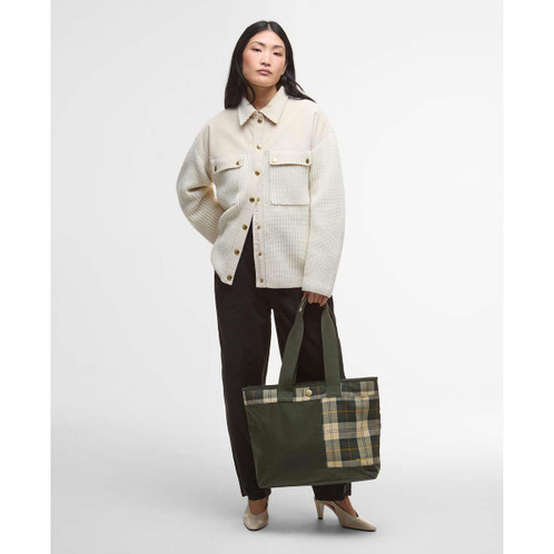 Sage/Ancient Barbour Womens Mya Patchwork Tote Bag On Model