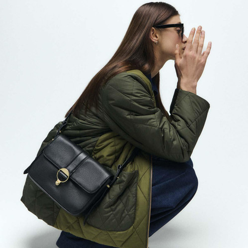 Black Barbour Womens Rosa Leather Crossbody Bag Lifestlye