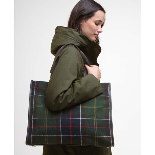 Classic Tartan Barbour Womens Turnberry Tartan Tote Bag On Model