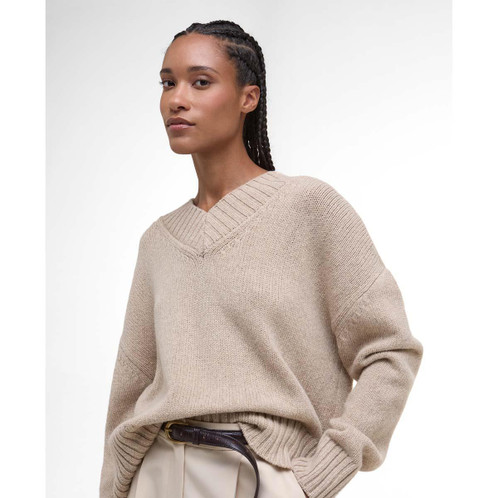 Oat Barbour Womens Antonia Knitted Jumper Front