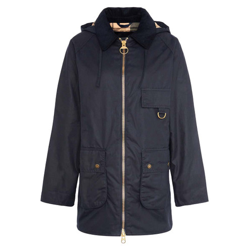 Navy Barbour Womens Highcleere Wax Jacket