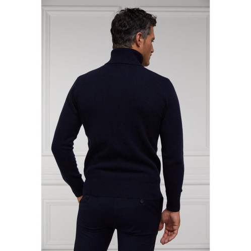 Navy Holland Cooper Mens Byron Roll Neck Knit Jumper On Model Back