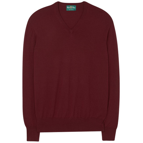 Bordeaux Alan Paine Mens Millbreck V-Neck Jumper